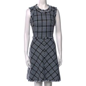 Kate Spade Tweed Plaid Sleeveless Dress -  Navy, Light Blue, And White